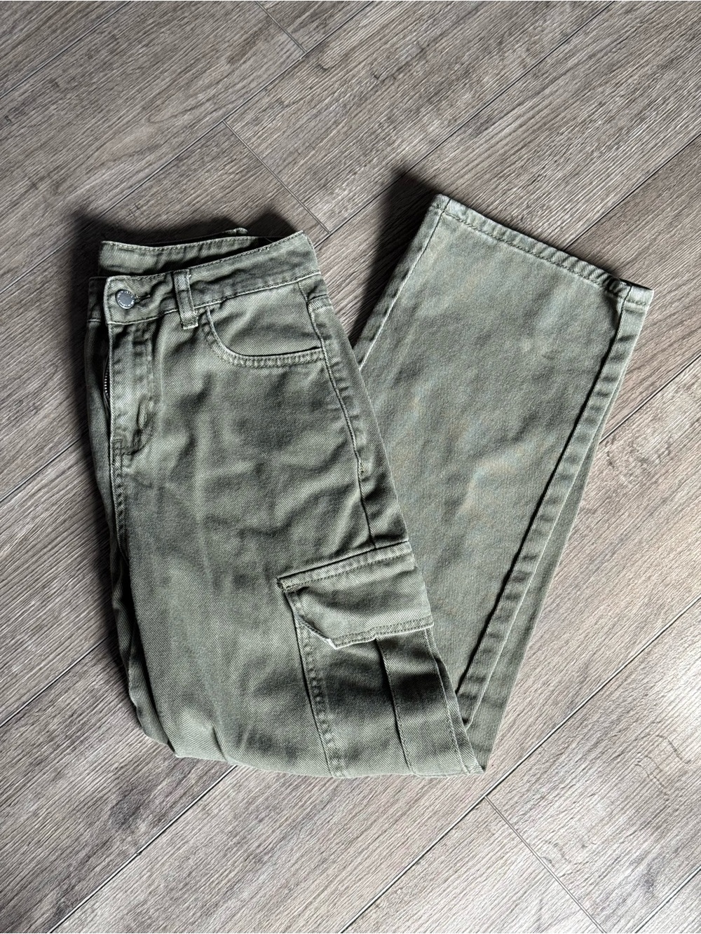 SHEIN Olive Green Wide Leg Cargo Jeans